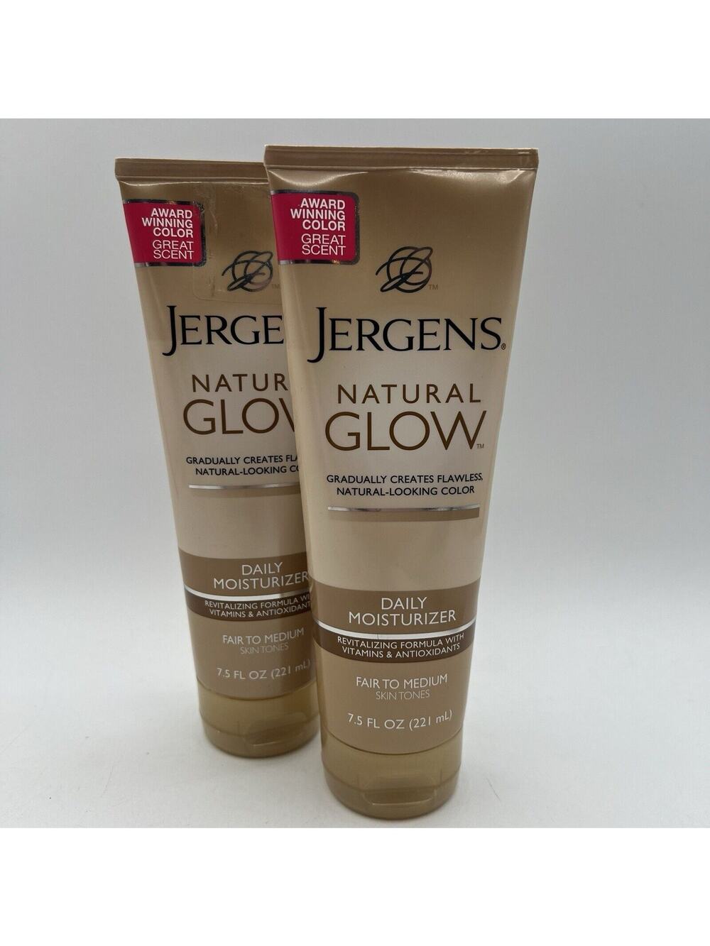 2 Jergens Natural Glow Daily Moisturizer Fair to Medium Skin Tones Tanner 8 oz